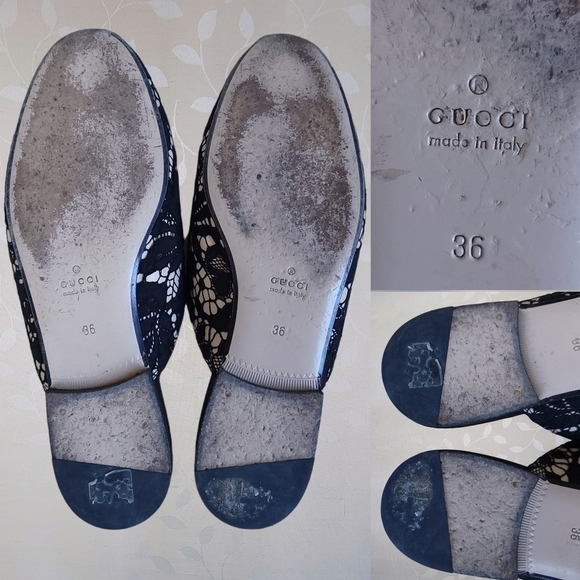 Gucci Princetown Loafer Mules Lace Overlay Horsebit Leather Black Nude 36 - Picture 12 of 15